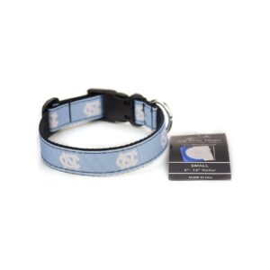 North Carolina Tar Heels Ribbon Pattern Small Dog Collar with Adjustable Buckle