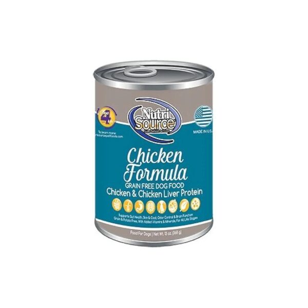 Nutritious Grain-Free Protein-Rich Dog Food with Chicken and Chicken Liver, 12-Pack