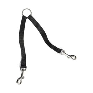 Nylon Couple for Two Dogs Simultaneous Exercise Attachment Lead System Black 30cm x 20mm