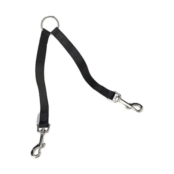 Nylon Couple for Two Dogs Simultaneous Exercise Attachment Lead System Black 30cm x 20mm