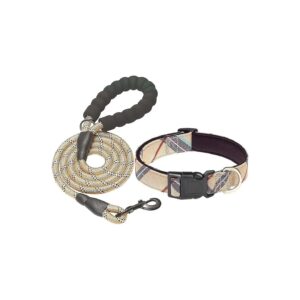 Nylon Dog Collar with Adjustable Neoprene Padded XS to XL Sizes Beige