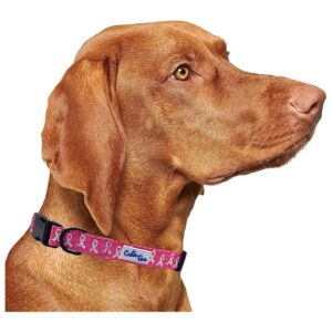 Nylon Dog Collars for Dogs with Adjustable Length and Breast Cancer Pattern