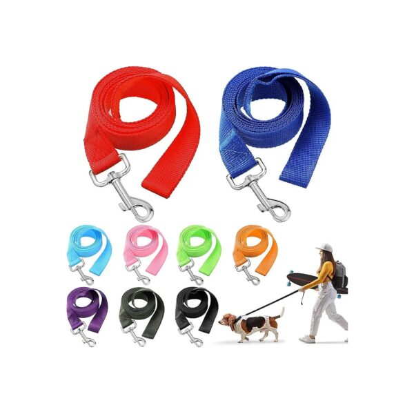 Nylon Dog Training Rope Leashes for Small and Medium Dogs - 6 ft Length with Metal D-Ring