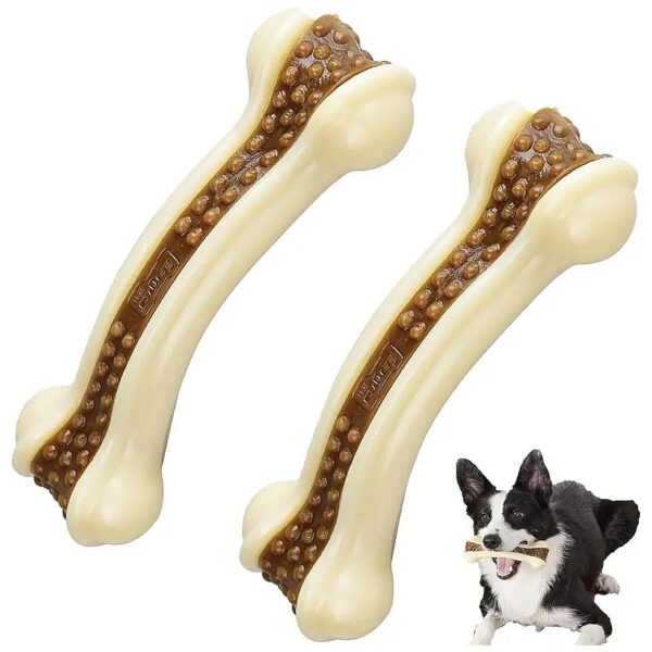 Nylon Dogs Bone Toys for Aggressive Chewers with Real Beef Flavor