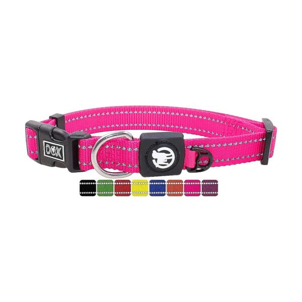 Nylon Reflective Dog Collar with Buckle XS Small Pink Adjustable