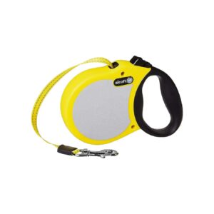 Nylon Retractable Leash with Neon Yellow Color and Reflective Stitching for Dogs