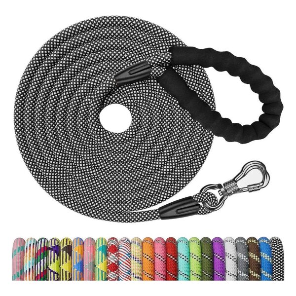 Nylon Training Leash with Lockable Hook and Padded Handle for Small Medium Large Dogs