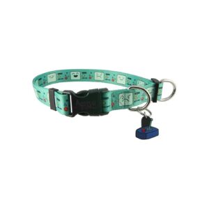 Nylon Webbing Dog Collar with Green BMO Faces and Adjustable Length