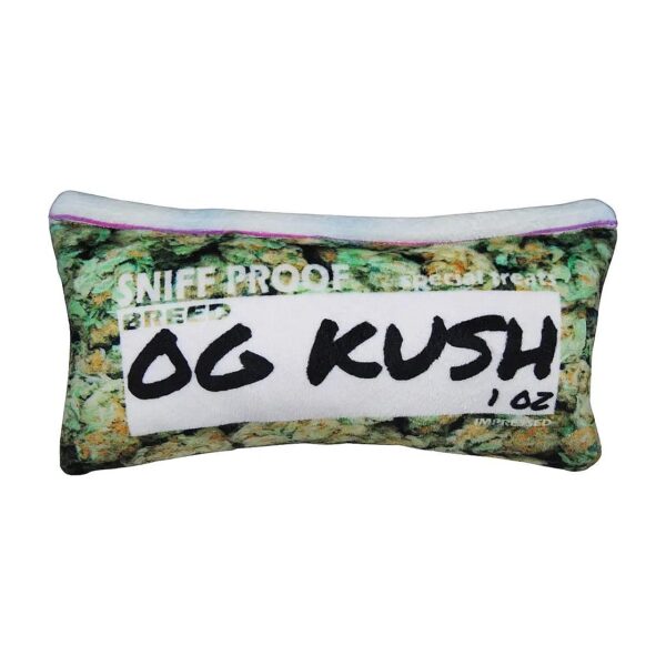 OG Kush Parody Zip Bag Plush Toy with Squeaker Colored Print for Small Medium Large Dogs