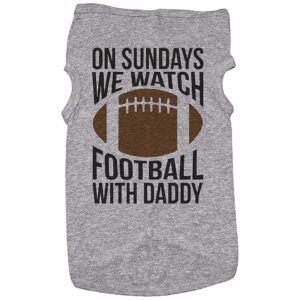 ON Sundays Football with Daddy Grey Grey Puppy Tee for Small Dogs