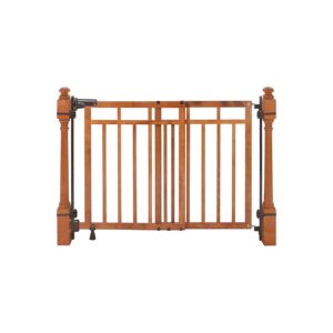 Oak Wood Wide Baby Gate for Banister and Wall Installation