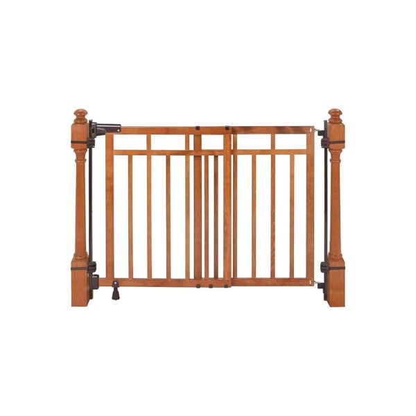 Oak Wood Wide Baby Gate for Banister and Wall Installation