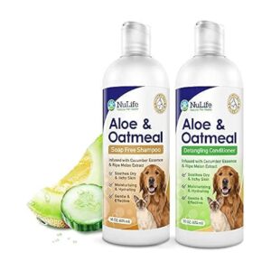 Oatmeal Shampoo Conditioner for Dogs with Soothing Aloe Vera and Cucumber Essence