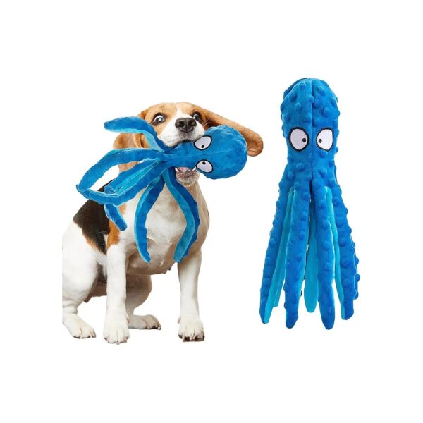 Octopus-Shaped Plush Squeaky Dog Toy for Aggressive Chewers with Crinkle Tails