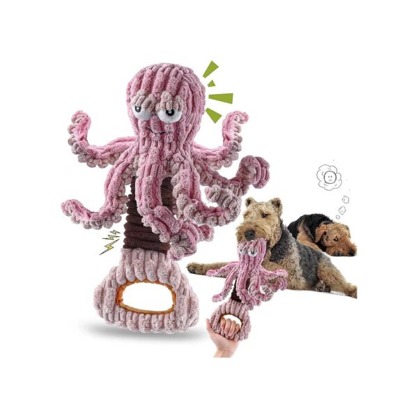 Octopus Stuffed Plush Dog Toy with Six Long Soft Tails for Small Dogs