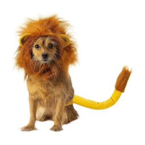 Official Pet Dog Costume Simba Headpiece and Tail Accessory Set for Medium to Large Sizes