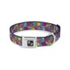 Official Seatbelt Buckle Dog Collar with Adjustbable Neck Size and Flower Blossom Pattern