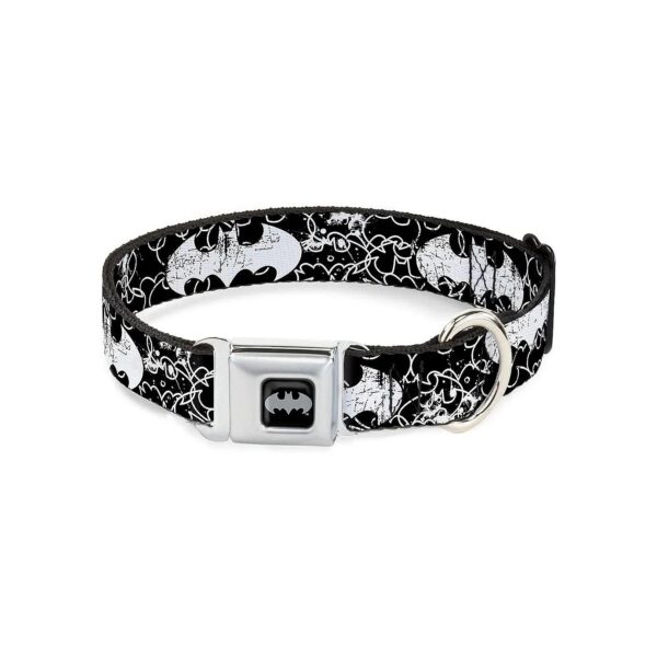 Officially Licensed DC Comics Batman Outlines Dog Collar with Seatbelt Buckle Release