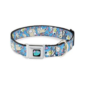 Officially Licensed Nicktoons Dog Collar with Seatbelt Buckle and Colorful Design