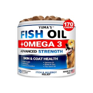 Omega 3 Supplements for Dogs Fish Oil for Skin and Coat 170 Chews Anti Shedding Treats