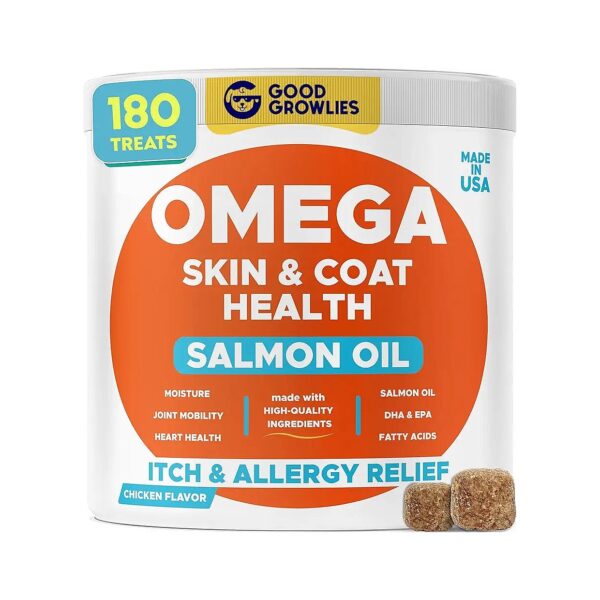 Omega Skin and Coat Chews for Dogs with Natural Salmon Oil and DHA