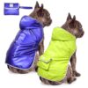 On Reversible Waterproof Dog Raincoat with Hood for Small to Large Dogs Medium