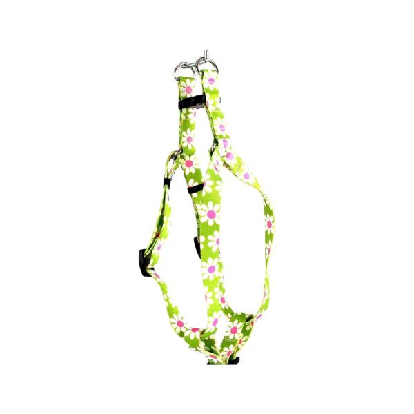 On Step-In Design Green Daisy Small Breed Dog Harness