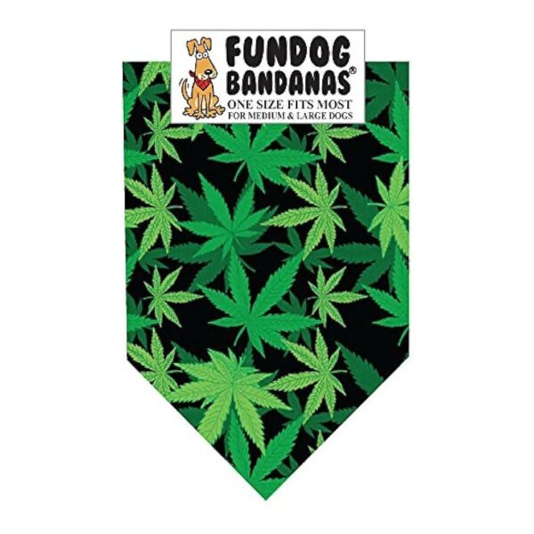 One Size Fits Most Marijuana Leaf Dog Bandana for Large Breed Dogs