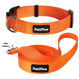 Orange Adjustable Reflective Dog Collar for Small Medium and Large Breeds