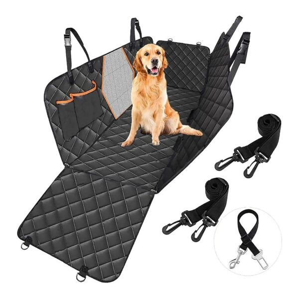 Orange Black Dog Hammock Seat Covers for Car with Mesh Window Washable