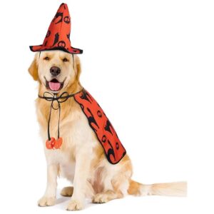 Orange Black Witch Cape Puppy Cat Halloween Costume Accessories for Dogs and Cats