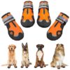 Orange Dog Shoes for Large Dogs Waterproof Rain Hiking Boots Size 6 Reflective