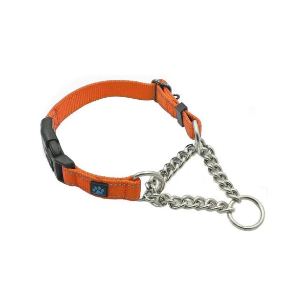 Orange Dog Stainless Steel Chain Martingale Collar for Large Breeds