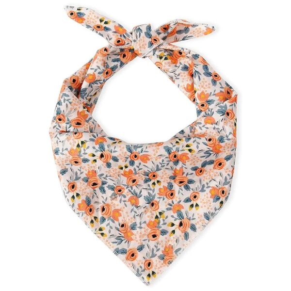 Orange Floral Washable Floral Dog Bandanas for Medium Large Dogs Pet