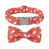 Orange Ghost Dog Collar with Bowtie and Adjustable Size for Small to Medium Dogs