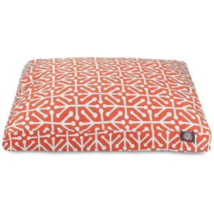 Orange Large Rectangle Pet Dog Bed With Removable Washable Cover