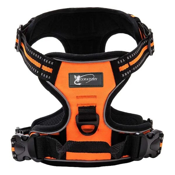 Orange Medium Adjustable Dog Harness with Reflective Oxford Material for All Breeds