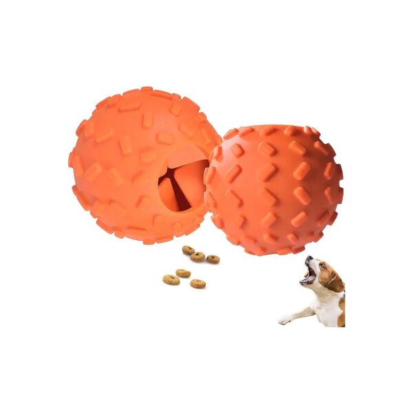 Orange Natural Rubber Dog Chew Toy with Treats for Teething and Chewing Relief