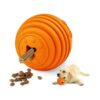 Orange Natural Rubber Dog Feeder Puzzle Toy Ball for Small Medium Large Dogs