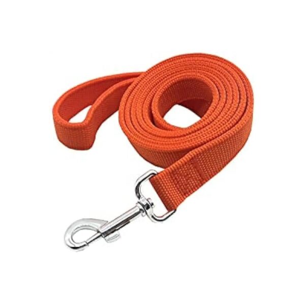 Orange Nylon 2-Layer Dog Leash 1 Inch Wide 7 FT Long for Medium Large Dogs