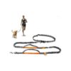 Orange Nylon Retractable Dog Leash with Adjustable Waist Belt for Running and Hiking