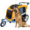 Orange Pet Bike Trailer Dog Stroller and Jogger with Shocks for Large Dogs Under 110 Lbs