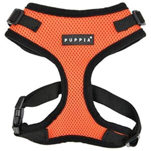 Orange Polyester Dog Harness with Adjustable Neck and Chest Belt Large Size