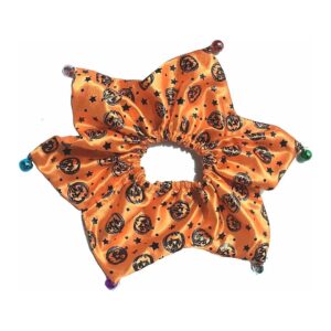 Orange Pumpkin Collar with Jingle Bells Halloween Costume for Small Cats