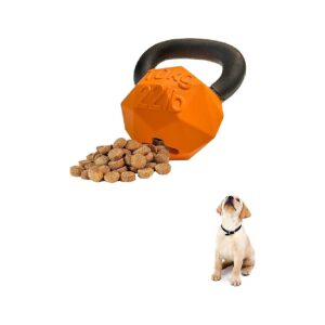 Orange Rubber Kettle Bell Interactive Treat Dispensing Dog Chew Toy for Normal Chewers