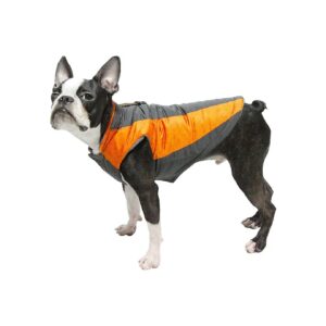 Orange Small Dog Fleece Lined Trekkung Coat with Water Resistant Shell and Leash Ring