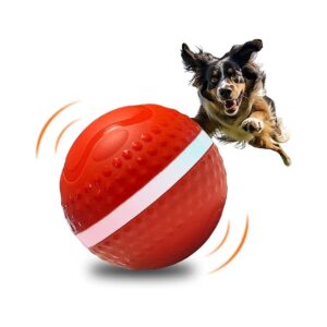 Orange Smart Dog Ball with Flashing LED Lights for Active Large Dogs