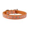 Orange Suede Leather Bling Rhinestone Crystal Jeweled Collar for Small Cats and Dogs