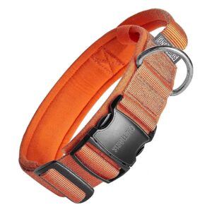 Orange Tactical Dog Collar with Handle for Active and Strong Dog Breeds