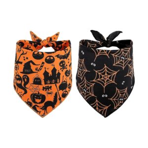 Orange and Black Halloween Dog Bandanas for Small Medium Dogs